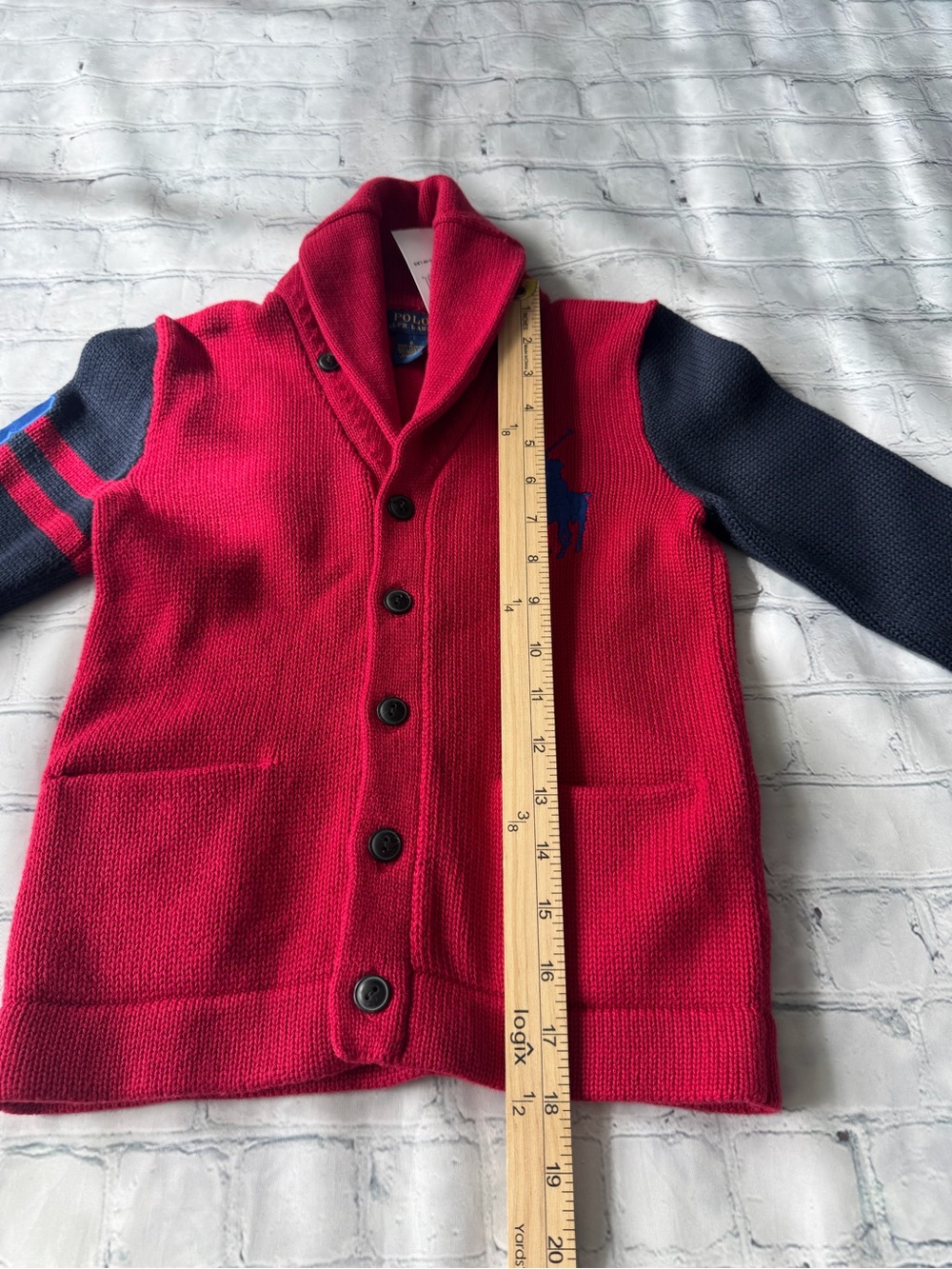 ✅ NWT Polo Ralph Lauren Red & Navy Boys Cardigan with Pony Logo size 6 - Picture 4 of 8